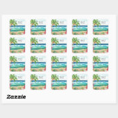 Palm Paradise Tropical Beach Wedding & Shower Vierkante Sticker (Vel)