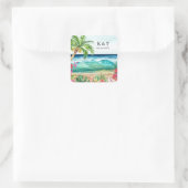 Palm Paradise Tropical Beach Wedding & Shower Vierkante Sticker (Tas)