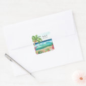 Palm Paradise Tropical Beach Wedding & Shower Vierkante Sticker (Envelop)