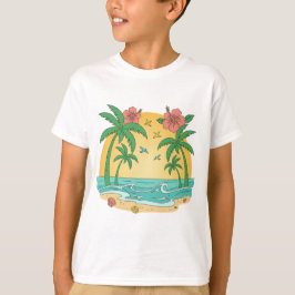 Palm Paradise Tropisch Strand Jongens T-Shirt