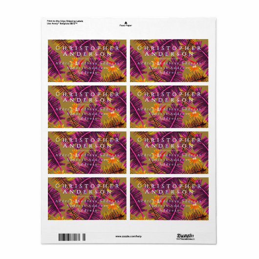 Palm Paradise Yellow Orange Etiket (Full Sheet)