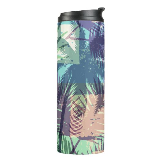 Palm Pattern aangepaste monogram tumbler Thermosbeker (Gedraaid links)