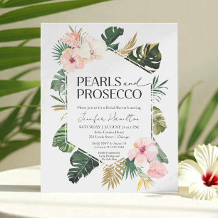 Palm Pearls en Prosecco Bridal Shower Uitnodiging