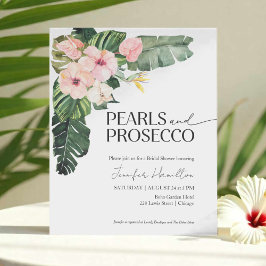 Palm Pearls en Prosecco Bridal Shower Uitnodiging