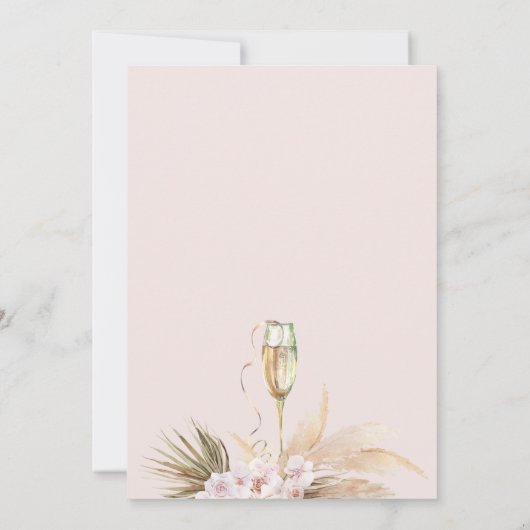 Palm Petals en Prosecco Vrijgezellenfeest Kaart (Achterkant)