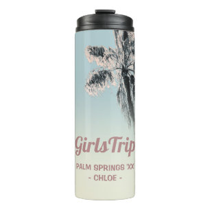 Palm Pink Aqua Girls Weekend Name Tumbler Thermosbeker