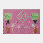 Palm Pink Flamingo Flamingos Terra Cotta Pots Deurmat (Voorkant)