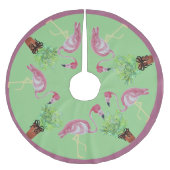 Palm Pink Flamingo Flamingos Terra Cotta Pots Kerstboom Rok (Voorkant)