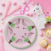 Palm Pink Flamingo Flamingos Terra Cotta Pots Papieren Bordje (Feest)