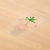 Palm Pink Flamingos Holiday Open House Acryl Uitnodigingen (Laagn)