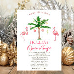 Palm Pink Flamingos Holiday Open House Kaart<br><div class="desc">Waterverf palmkerstboom,  ballen,  roze flamingos op witte achtergrond. Deze prachtige kerstuitnodigingen zijn perfect voor kerstfeestjes,  uitnodigingen voor cadeautjes voor kerstcadeautjes,  kerstdragers,  feestelijke feestelijke uitnodigingen en andere evenementen die in de maand december worden gehouden. Gebruik enkel de gebieden van de sjabloon om uw eigen gebeurtenisinformatie toe te voegen.</div>