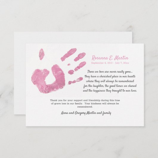 Palm Print Pink Sympathie Hartelijk dank Kaart (Voorkant / Achterkant)