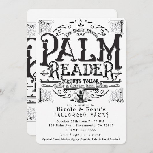 Palm Reader  Magic Fortune Teller Halloween Kaart (Voorkant / Achterkant)
