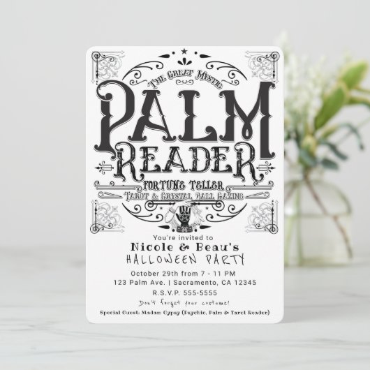 Palm Reader  Magic Fortune Teller Halloween Kaart (Staand voorkant)