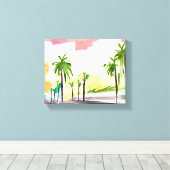 Palm Road | Hedendaagse Waterverf Californië Canvas Afdruk (Insitu (Houten vloer))