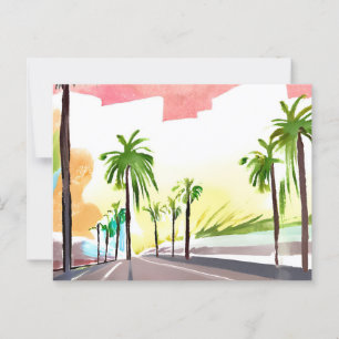 Palm Road   Modern contemporain aquarel Briefkaart