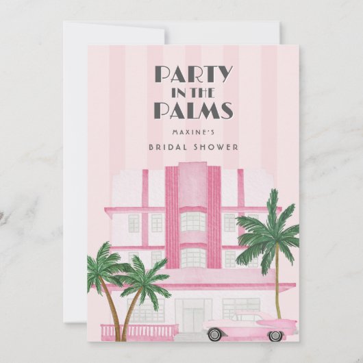 Palm Royale bruidsdouche uitnodiging (Achterkant)