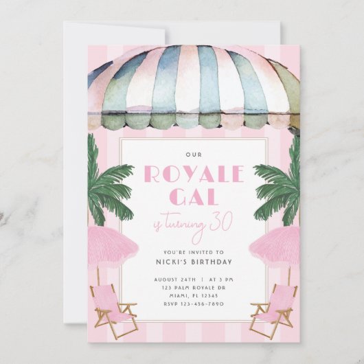 Palm Royale verjaardagsfeest uitnodiging (Voorkant)