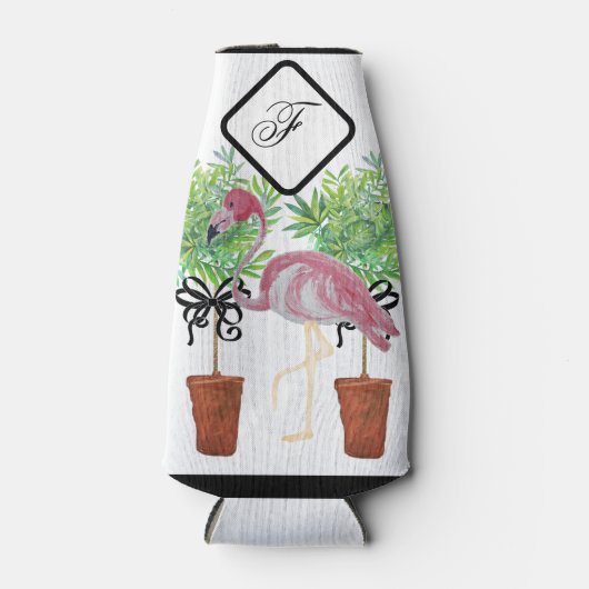 Palm roze flamingos kan fleskoel flesjeskoeler (Voorkant)