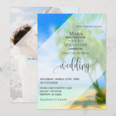 *~* Palm RSVP QR AP13 Exotische FOTO Huwelijk Kaart (Voorkant / Achterkant)