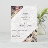 *~* Palm RSVP QR AR21 Tropische foto bruiloft Kaart (Staand voorkant)