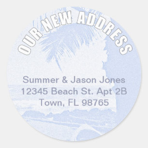 Palm Scene Nieuw adres Ronde Sticker