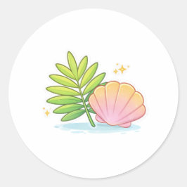 Palm & Schelp Combinatie Ronde Sticker
