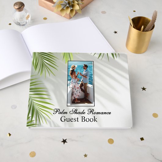 Palm Shadows Romance & Sea Wedding Gastenboek (Voorkant open)