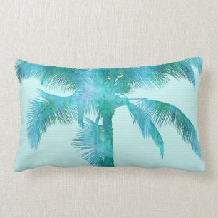 Palm Silhouette Blue Waterverf Background Texture Kussen