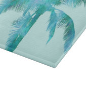 Palm Silhouette Blue Waterverf Background Texture Snijplank (Hoek)