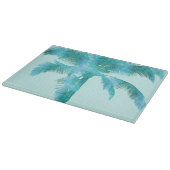 Palm Silhouette Blue Waterverf Background Texture Snijplank (Hoek)