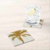 Palm Silhouette Gold Faux Glitter Tropical Design Kartonnen Onderzetters (Insitu)