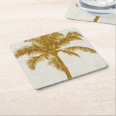 Palm Silhouette Gold Faux Glitter Tropical Design Kartonnen Onderzetters (Schuin)