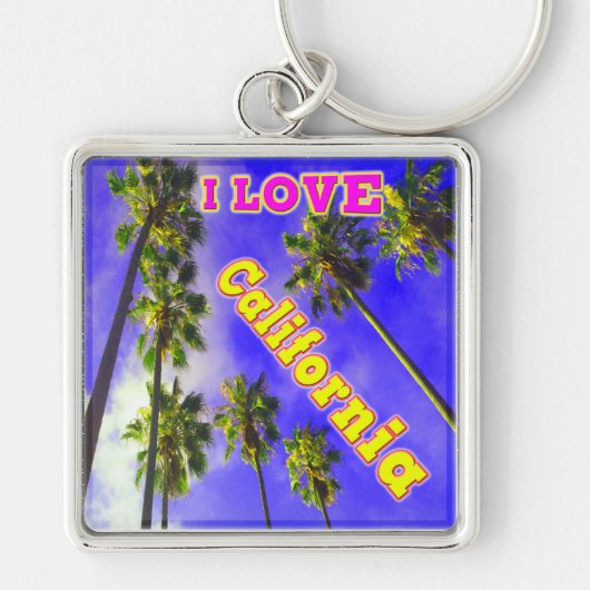 "Palm Sky: I LOVE California 1" Sleutelhanger (Voorkant)