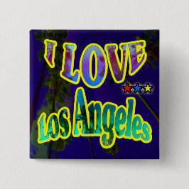 "Palm Sky: I LOVE Los Angeles 4" Knop Vierkante Button 5,1 Cm