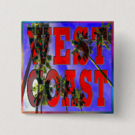 "Palm Sky: Westkust" Knop Vierkante Button 5,1 Cm