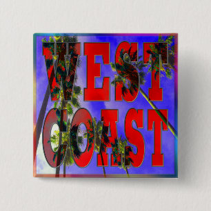 "Palm Sky: Westkust" Knop Vierkante Button 5,1 Cm