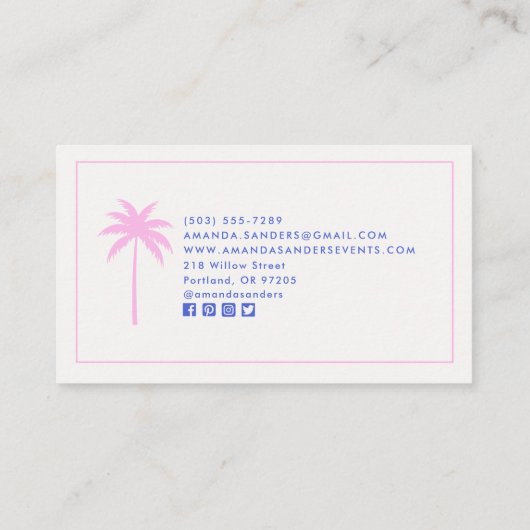 Palm, Social Club aesthetic, event planner  Visitekaartje (Achterkant)