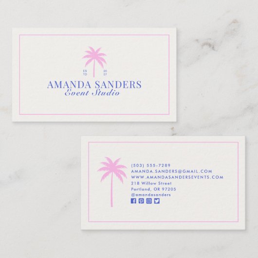 Palm, Social Club aesthetic, event planner  Visitekaartje (Voorkant / Achterkant)