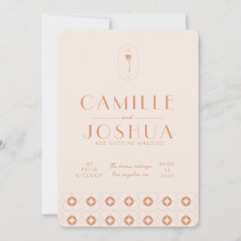 Palm spring retro bruiloft kaart