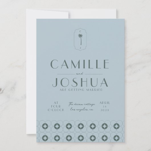 Palm spring retro bruiloft kaart (Voorkant)