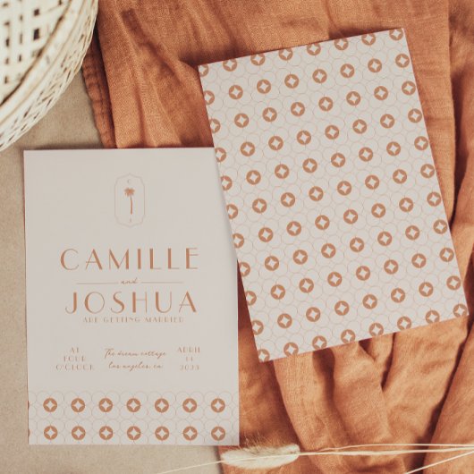 Palm spring retro bruiloft kaart