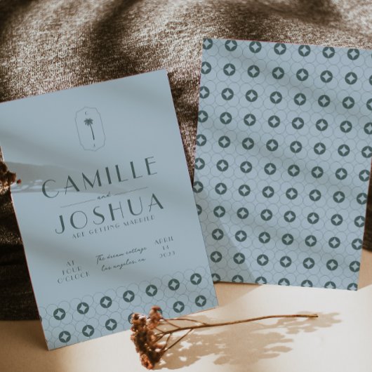 Palm spring retro bruiloft kaart