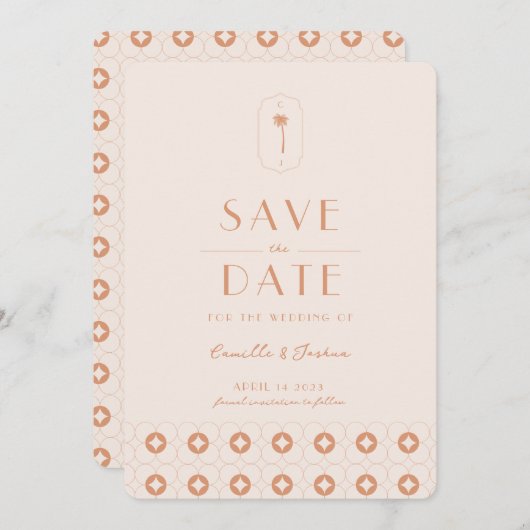 Palm spring retro bruiloft Save The Date Kaart (Voorkant / Achterkant)