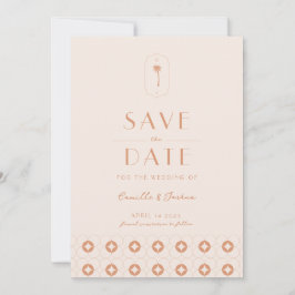 Palm spring retro bruiloft Save The Date Kaart