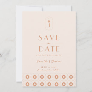 Palm spring retro bruiloft Save The Date Kaart
