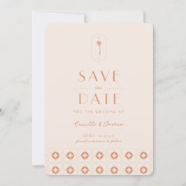 Palm spring retro bruiloft Save The Date Kaart