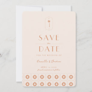 Palm spring retro bruiloft Save The Date Kaart