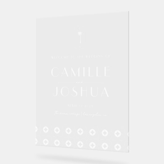 Palm spring retro wedding Acrylic Welcome Sign Acryl Bord (Hoek)