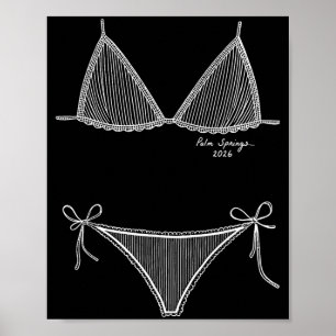 Palm Springs 2026 Bikini Zomer Vakantie Lijn Kunst Poster